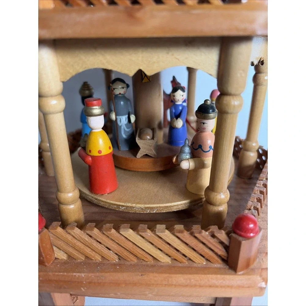 VTG Pyramid Nativity Carousel Parts Make Ornaments Wood Christmas Craft READ
